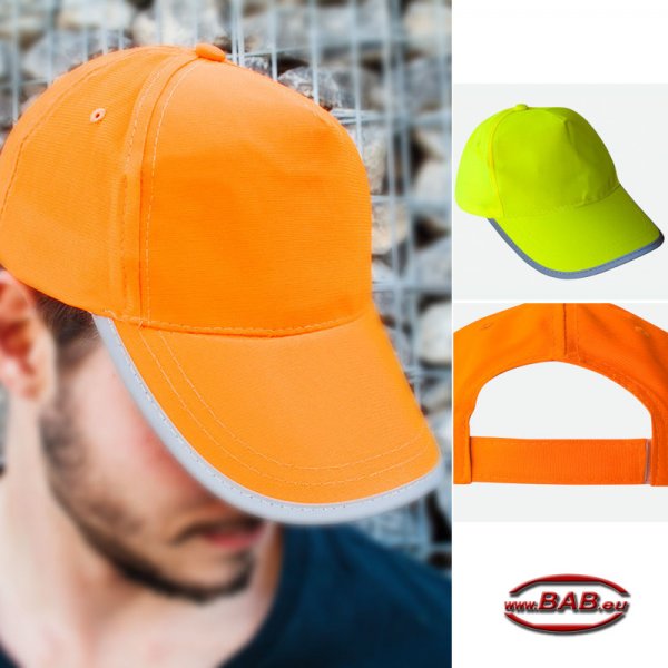 LS-KX058 Cap in orange und gelb mit reflektierendem Rand