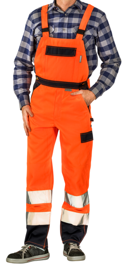 Planam Warnschutzhose Latzhose zweifarbig