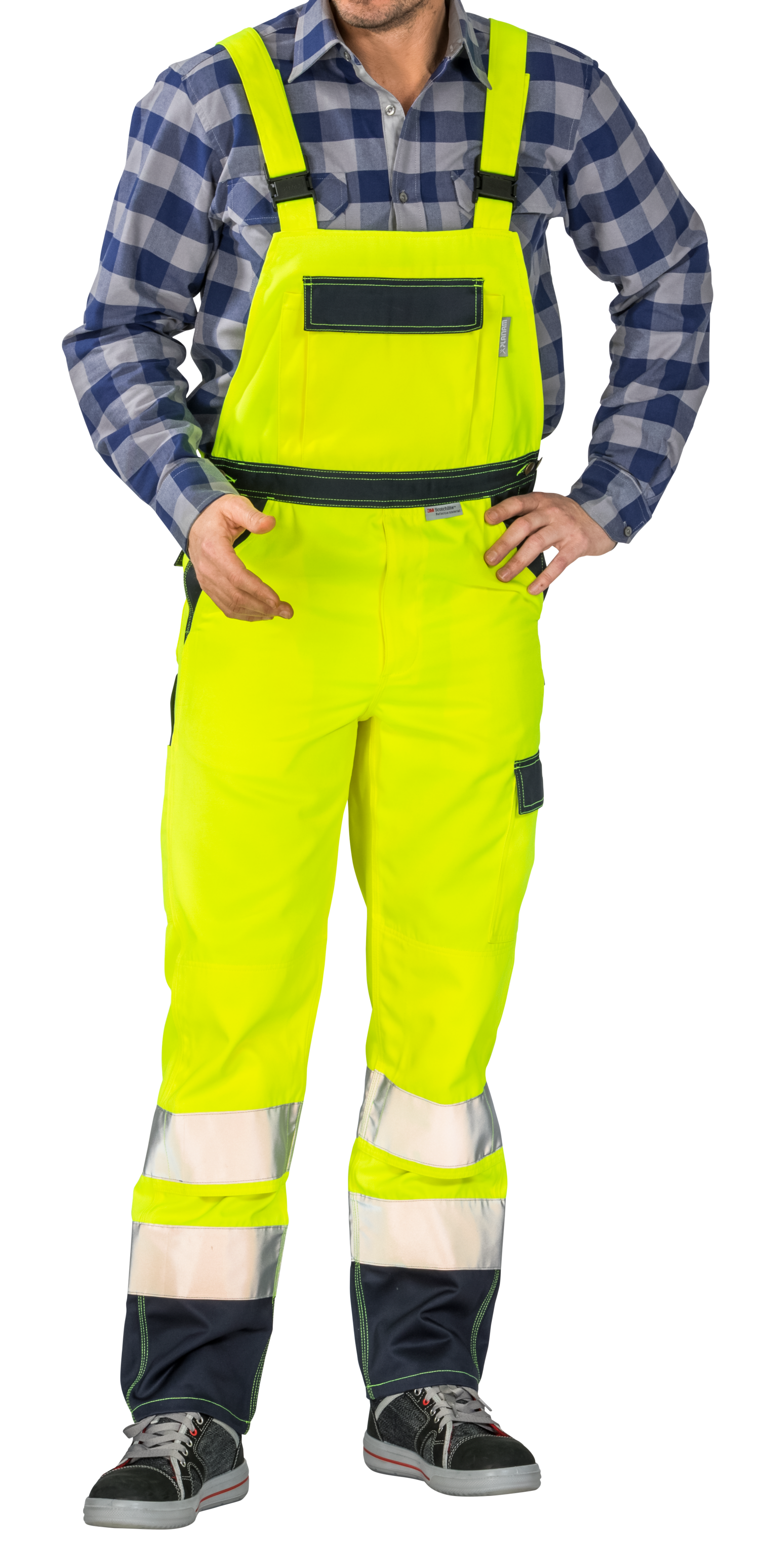 Planam Warnschutzhose Latzhose zweifarbig