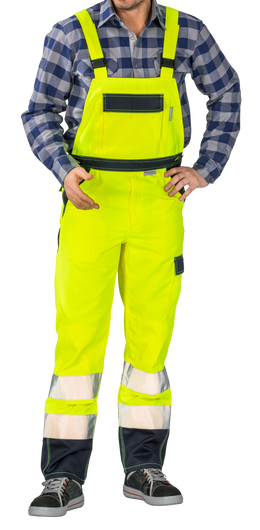 Planam Warnschutzhose Latzhose zweifarbig