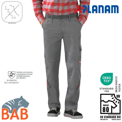 Planam 2321 Highline Arbeitsbundhosen  zink schiefer rot  bis Gr.70