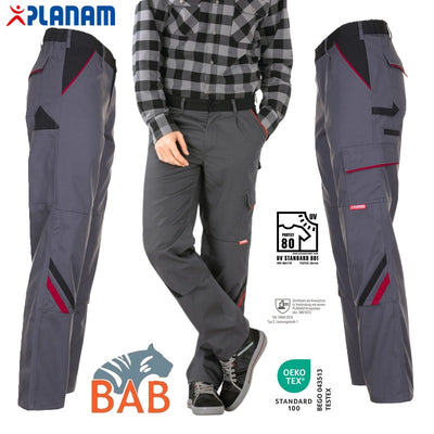 Planam 2322  Highline  Arbeitsbundhosen schiefer schwarz rot