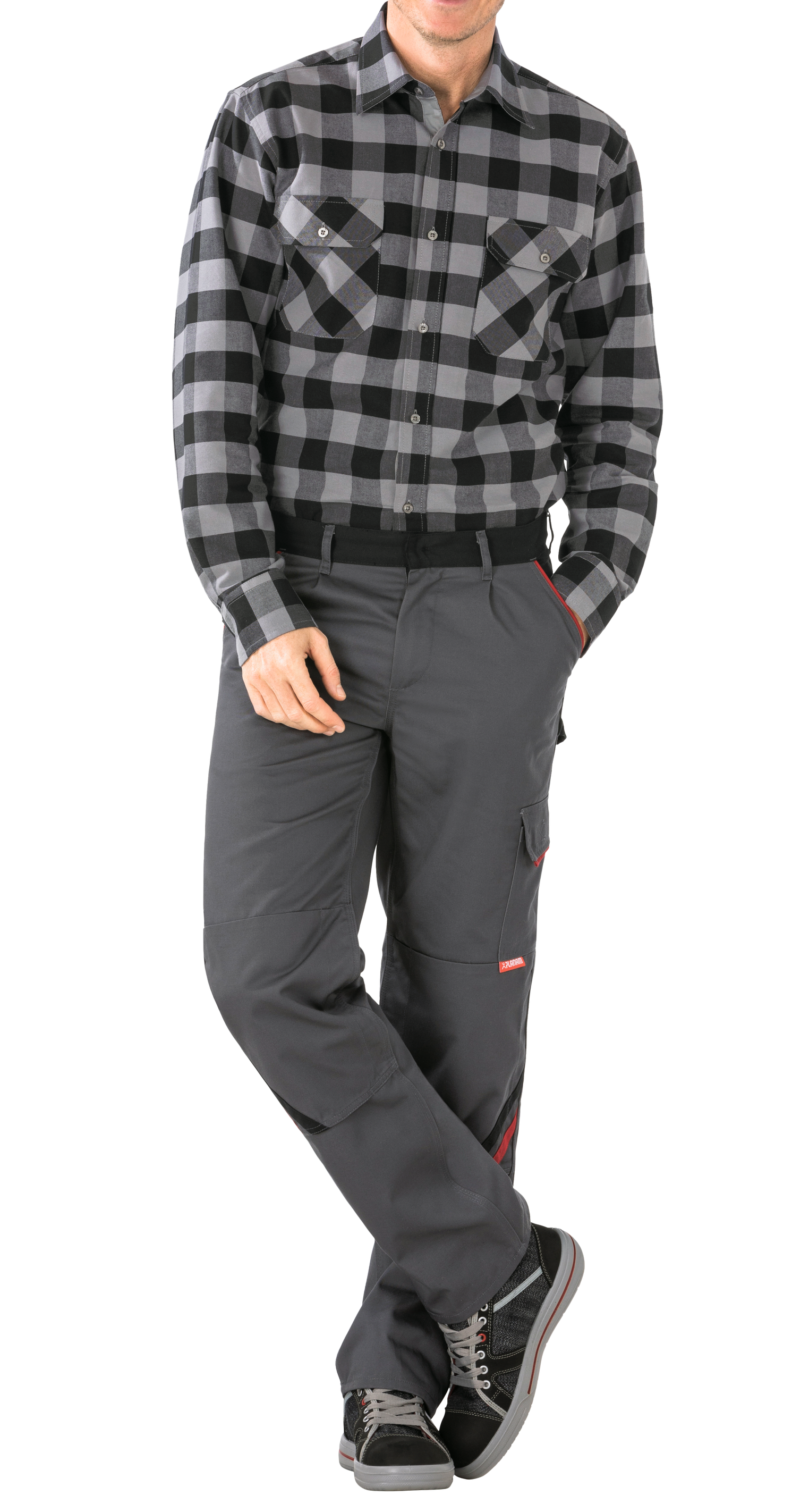 Planam 2322  Highline  Arbeitsbundhosen schiefer schwarz rot