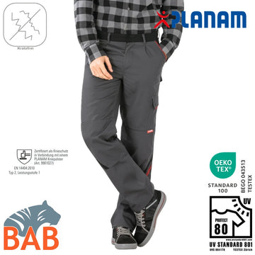Planam 2322  Highline  Arbeitsbundhosen schiefer schwarz rot