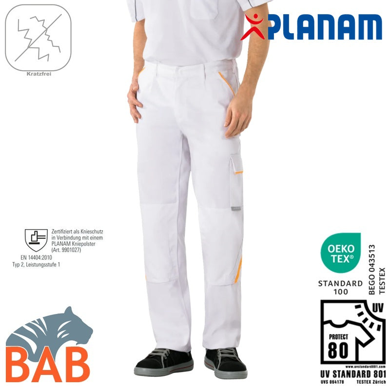 Planam 2327 Highline Arbeitsbundhosen weiß weiß gelb bis Gr.70