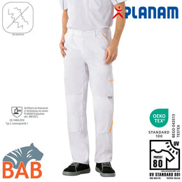 Planam 2327 Highline Arbeitsbundhosen weiß weiß gelb bis Gr.70