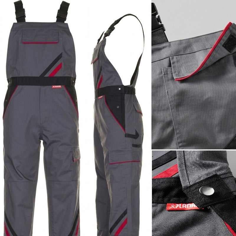Planam 2332 Highline Arbeitslatzhosen mit Knietaschen schiefer schwarz rot