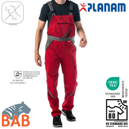 Planam 2336 Highline Arbeitslatzhosen rot schiefer schwarz in Übergrößen