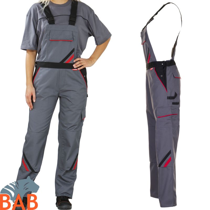 Planam 2339 Highline Arbeitslatzhosen für Damen schiefer-schwarz-rot