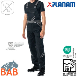 Planam 2712 Highline Arbeitslatzhosen schwarz schiefer zink in Übergrößen und Bauchgrößen