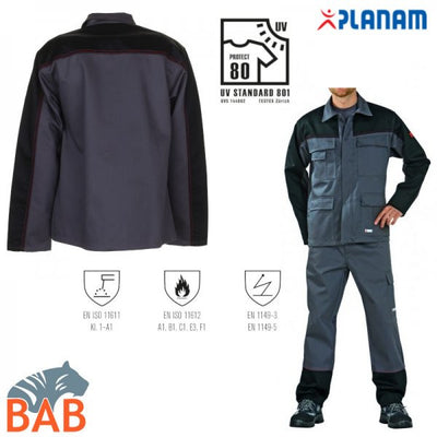 Planam  Weld Shield Jacke grau-schwarz