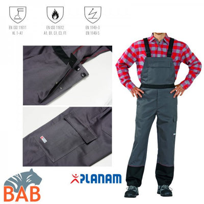 Planam Weld Shield Latzhose grau-schwarz