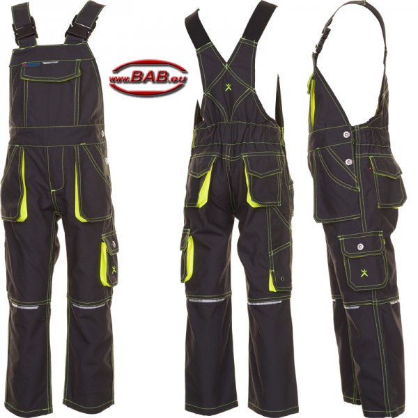 Planam Junior Latzhose anthrazit-neongelb