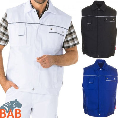 Planam Canvas Arbeitsweste weiss kornblau schwarz