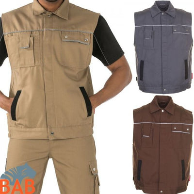 Planam Canvas Arbeitsweste grau braun khaki