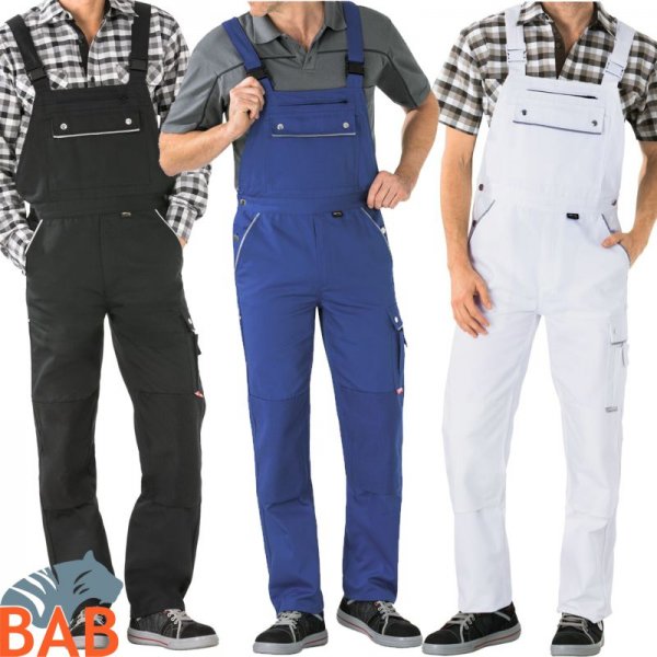 Planam Canvas Latzhose weiss kornblau schwarz