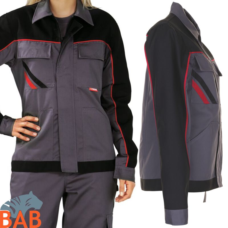 Planam Highline  Damen Bundjacke schiefer-schwarz-rot