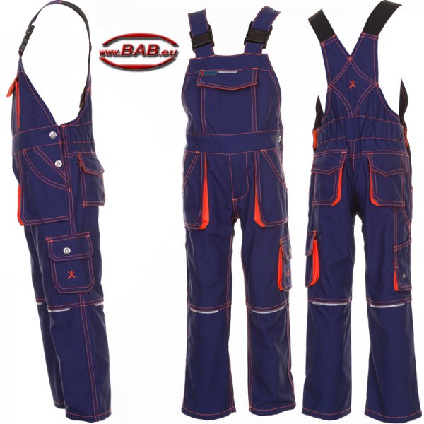 Planam Junior Arbeitslatzhose marine-neonorange