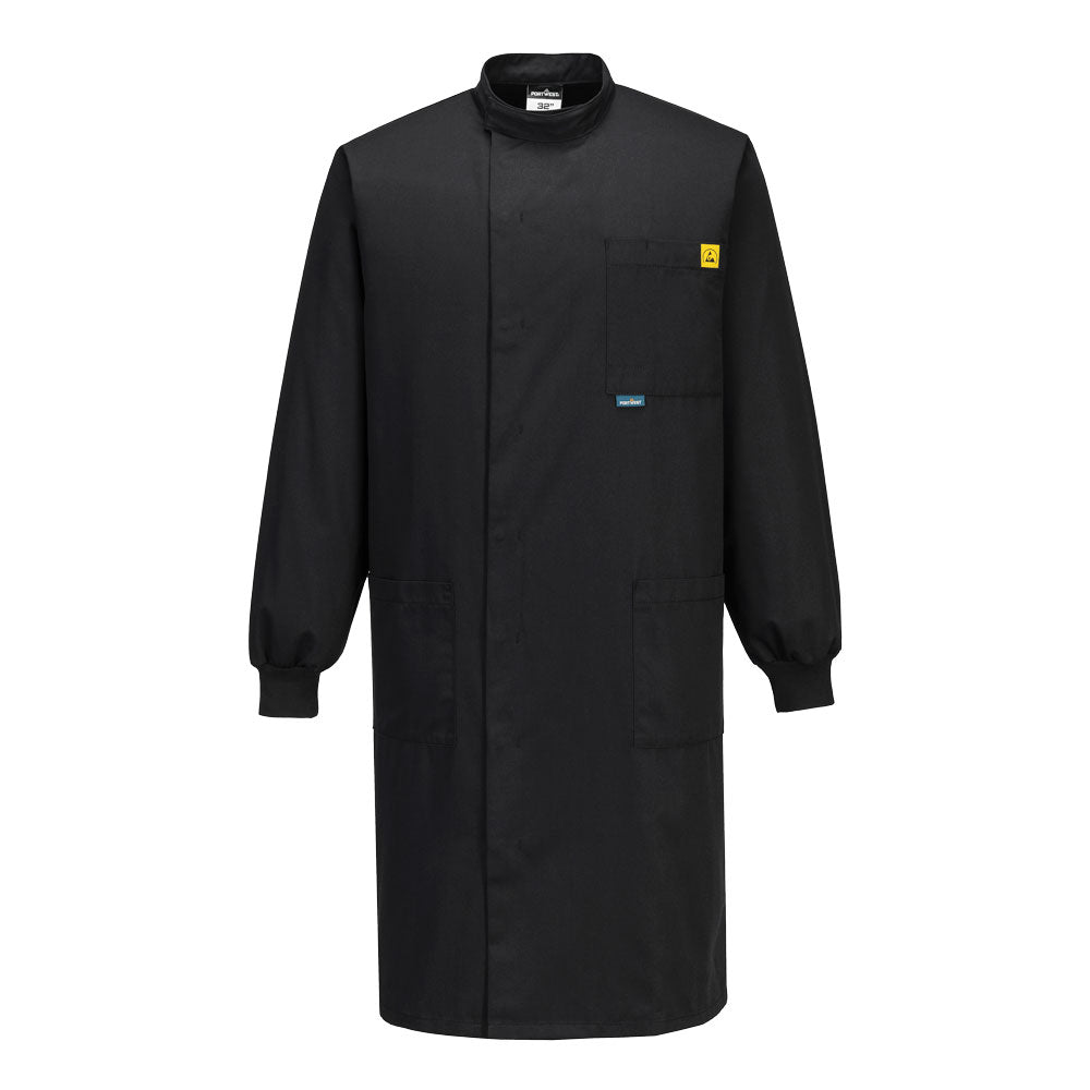 PW-AS15 Antistatischer ESD Kittel schwarz