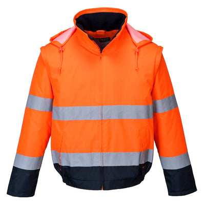 PW-C464 Winter Pilotenjacke 2 in 1, Kontrast Warnschutz, orange-marine