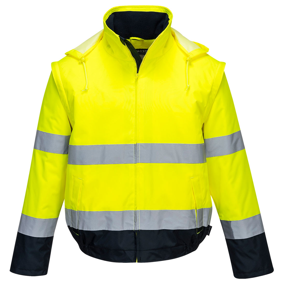 PW-C464 Winter Pilotenjacke 2 in 1, Kontrast Warnschutz, gelb-marine