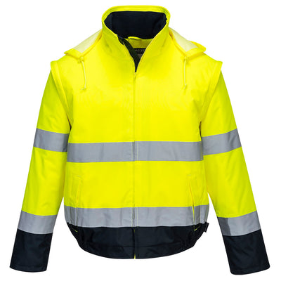 PW-C464 Winter Pilotenjacke 2 in 1, Kontrast Warnschutz, gelb-marine