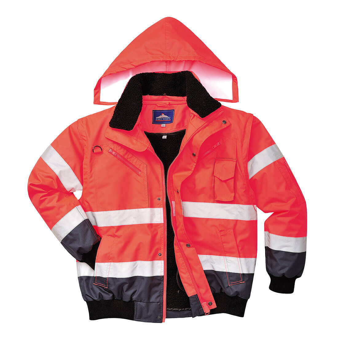PW-C465 Kontrast Pilotenjacke 3 in 1, Warnschutz, rot-marine