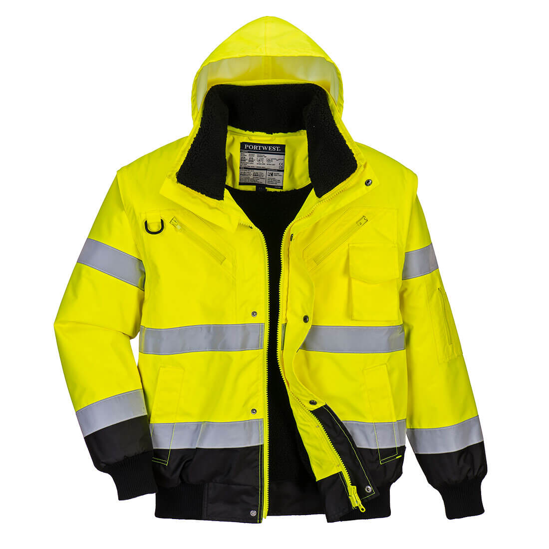 PW-C465 Kontrast Pilotenjacke 3 in 1, Warnschutz, gelb-schwarz