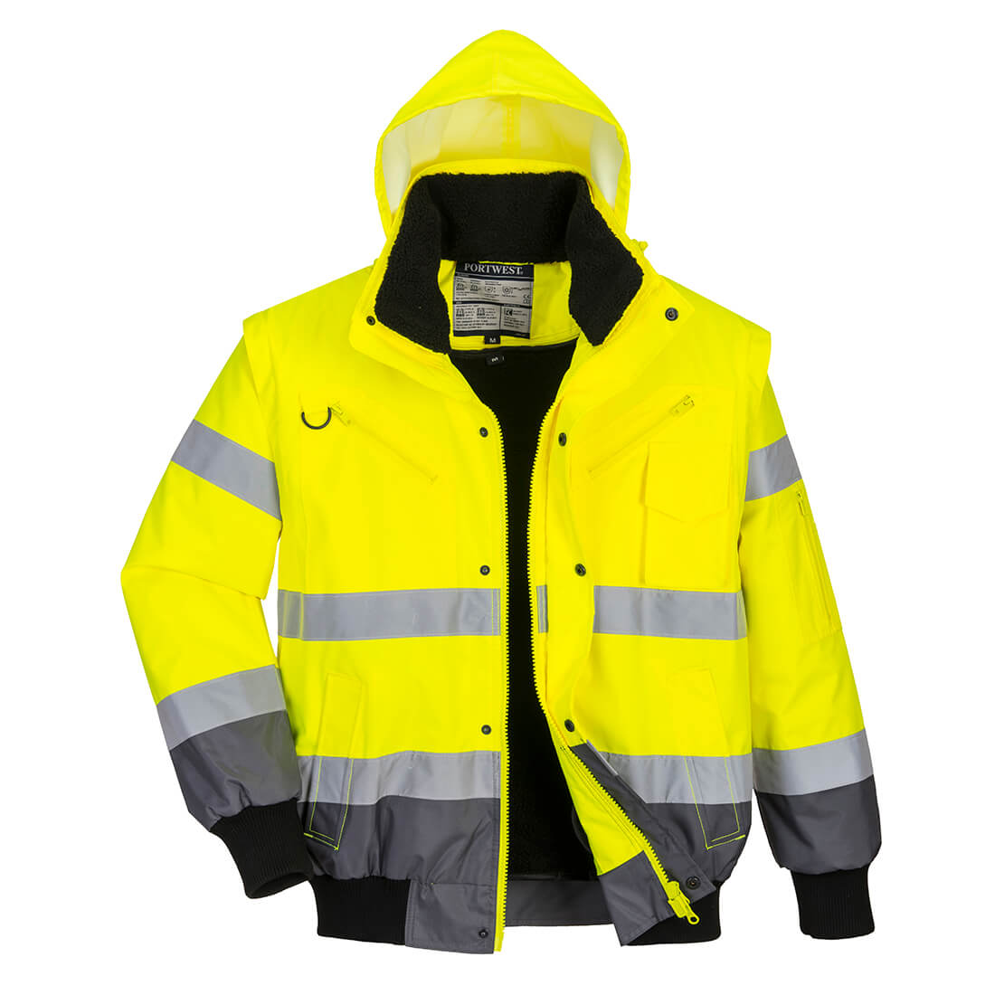 PW-C465 Kontrast Pilotenjacke 3 in 1, Warnschutz, gelb-grau
