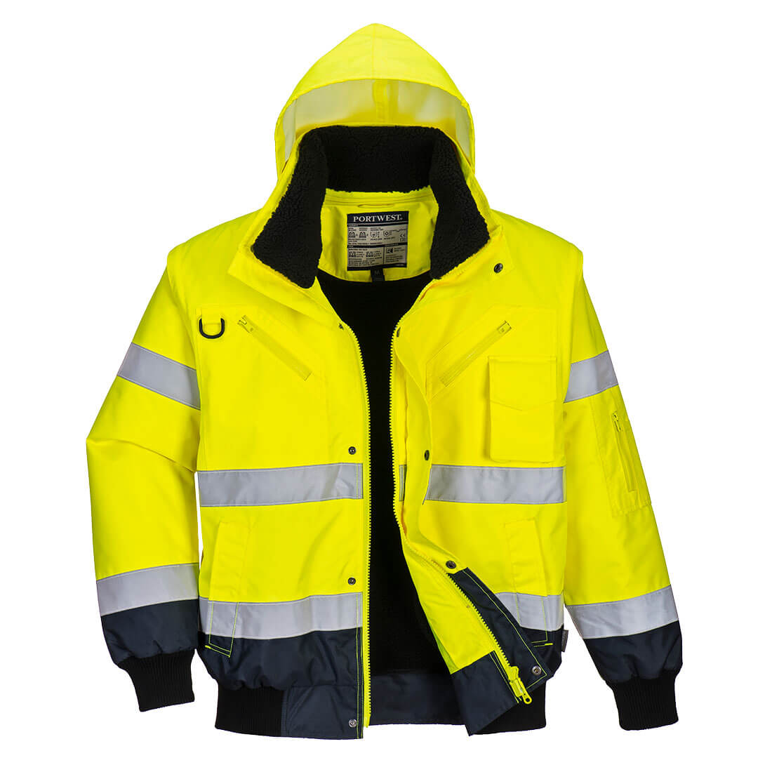 PW-C465 Kontrast Pilotenjacke 3 in 1, Warnschutz, gelb-marine