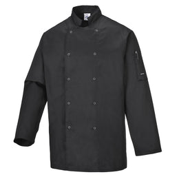 PW-C833 Kochjacke Suffolk MG langarm, schwarz