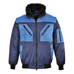PW-PJ20 Zweifarbige Pilotenjacke 4 in 1, marine-hellblau