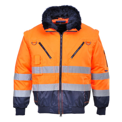 PW-PJ50 Winter Pilotenjacke Warnschutz, 3 in 1, orange-marine
