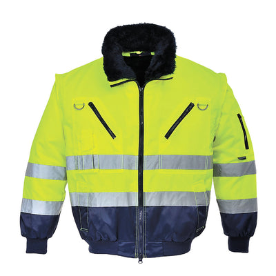 PW-PJ50 Winter Pilotenjacke Warnschutz, 3 in 1, gelb-marine