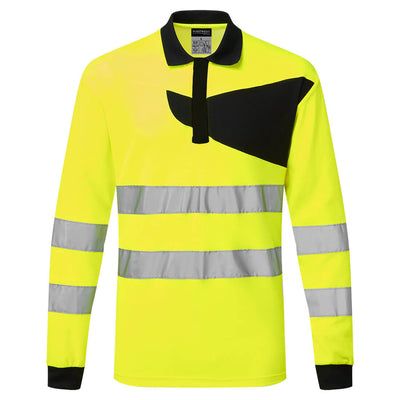 PW-PW220 PW2 Warnschutz Polo Shirt langarm Gelb/Schwarz