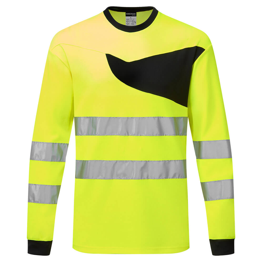 PW-PW221 PW 2 Warnschutz T-Shirt langarm Gelb/Schwarz