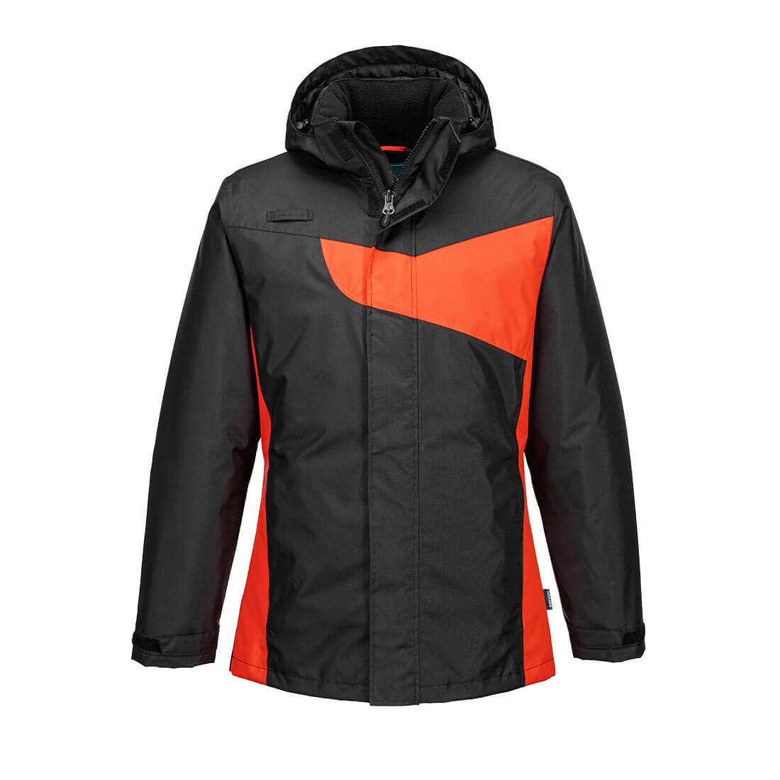 PW-PW260 Winterjacke mit Kontrastfarbe schwarz/rot
