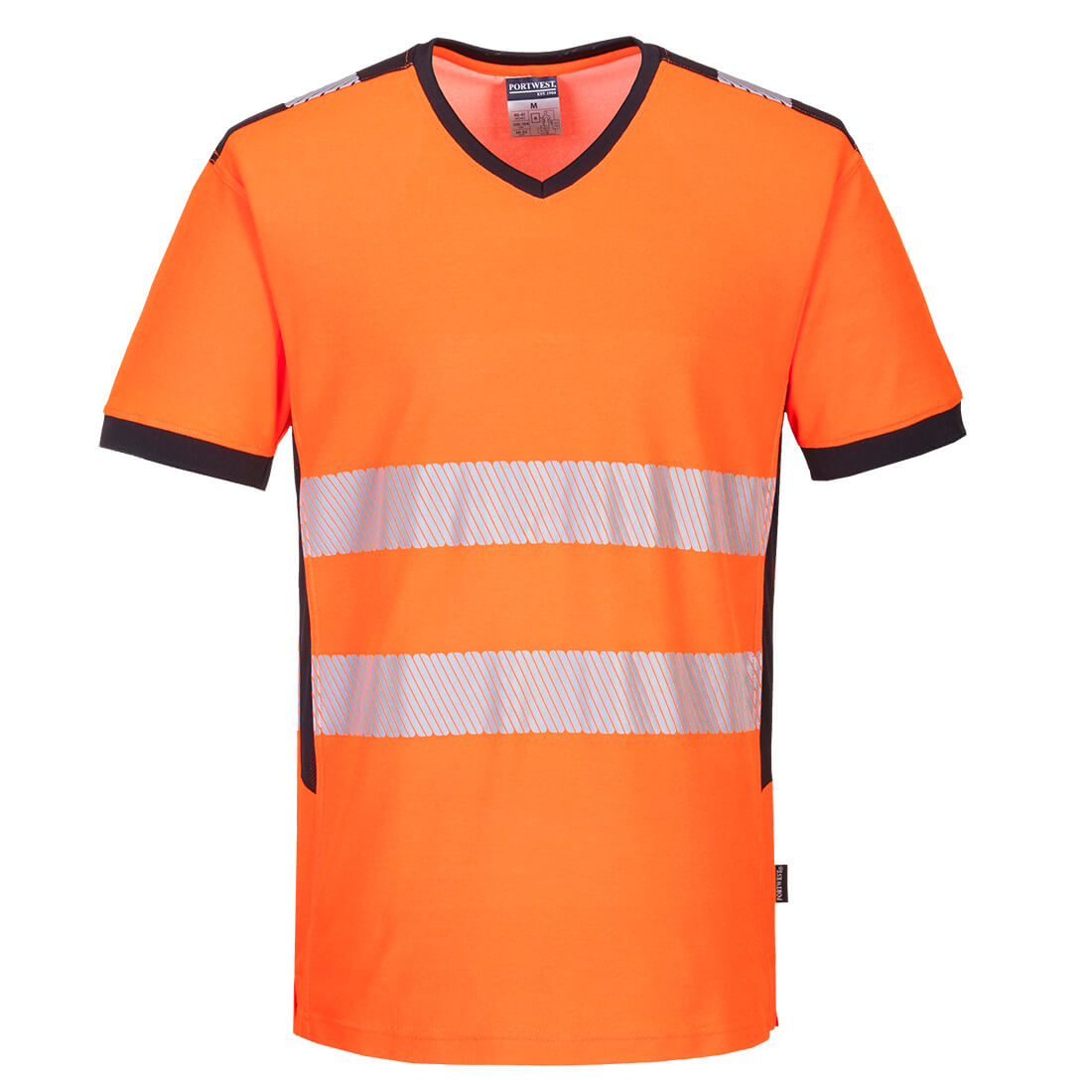 PW-PW310 Warnschutz-T-Shirt mit V-Ausschnitt und Mesh Einsatz kurzarm  orange