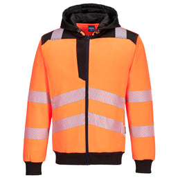 PW-PW327 Warnschutz Kapuzenjacke mit Reißverschluss in orange-schwarz