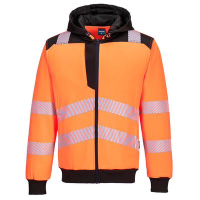 PW-PW327 Warnschutz Kapuzenjacke mit Reißverschluss in orange-schwarz