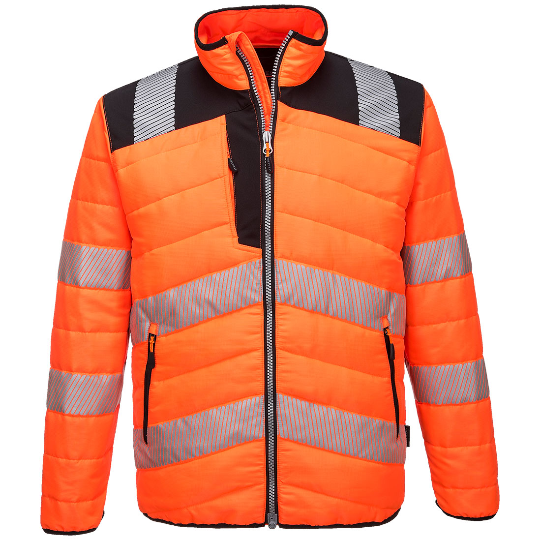 PW-371 Warnschutz-Steppjacke, orange/schwarz