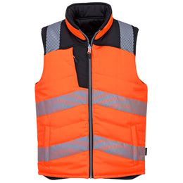 PW-374 Warnschutz-Wende-Steppweste, orange/schwarz