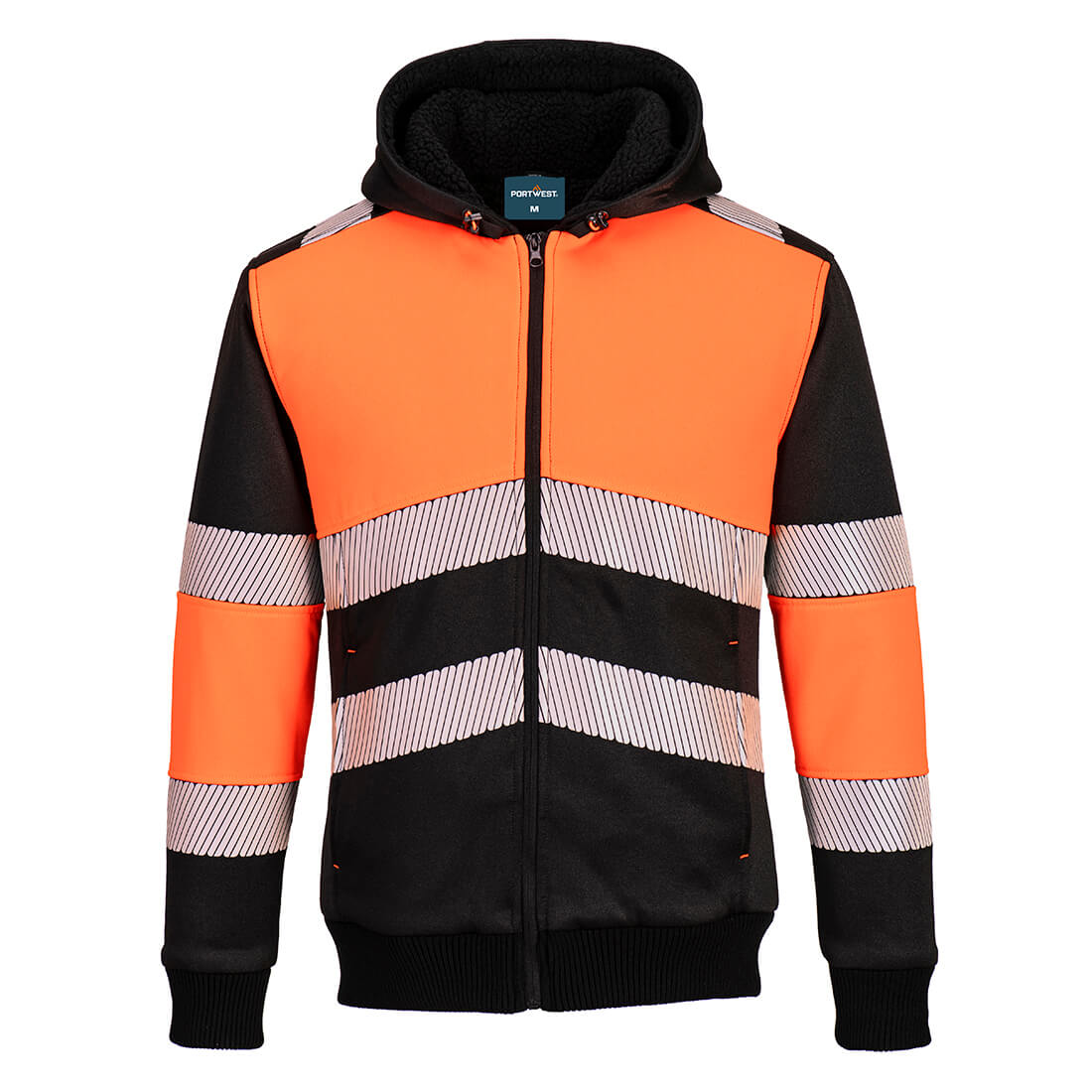 PW-P377 Winterjacke mit Kapuze, orange-schwarz