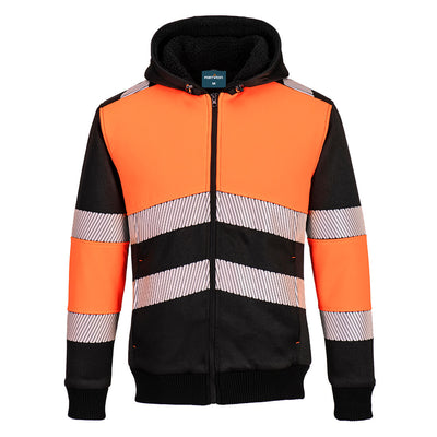 PW-P377 Winterjacke mit Kapuze, orange-schwarz