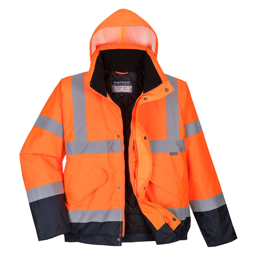 PW-S266 Winter Pilotenjacke Kontrast Warnschutz, orange-marine