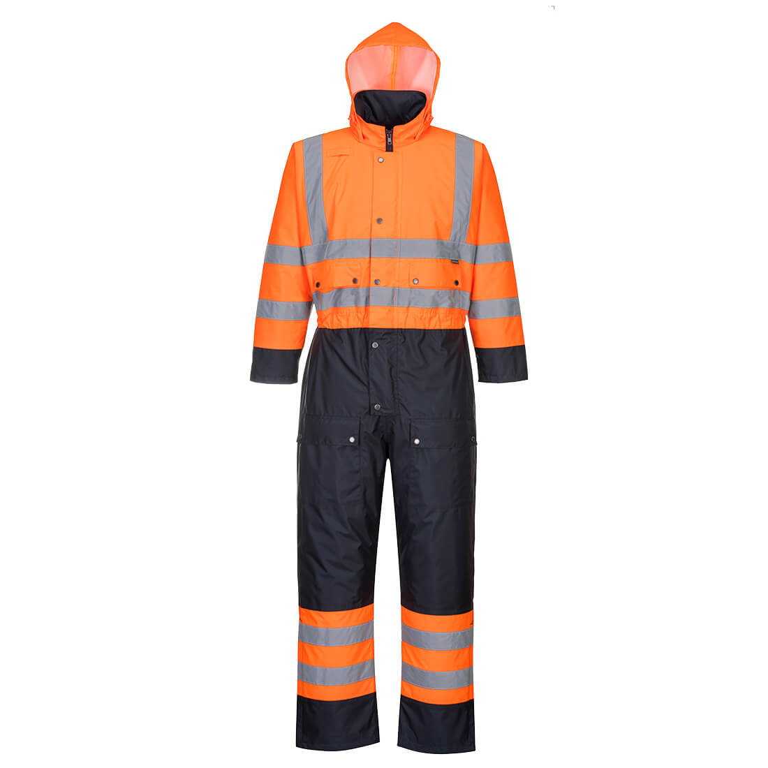 PW-S485 Warnschutz Kontrast Winteroverall orange-marine