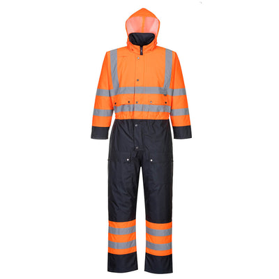 PW-S485 Warnschutz Kontrast Winteroverall orange-marine
