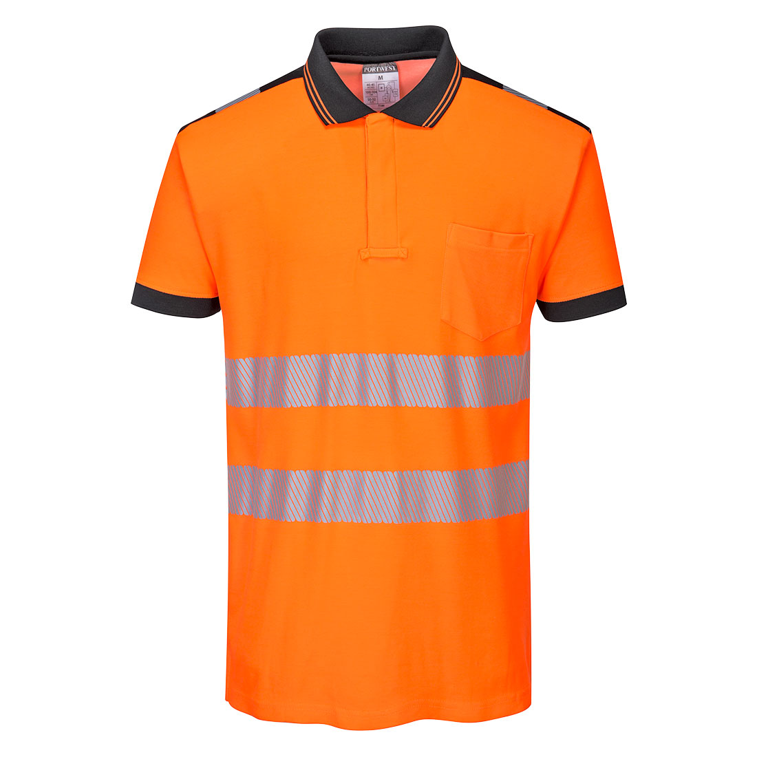 PW-T180 Warnschutz-Comfort POLO kurzarm orange-schwarz