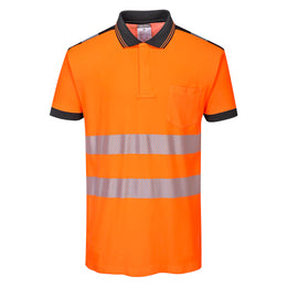 PW-T180 Warnschutz-Comfort POLO kurzarm orange-schwarz