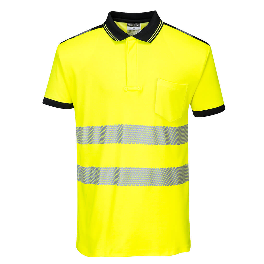 PW-T180 Warnschutz-Comfort POLO kurzarm gelb-schwarz